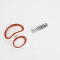 Cat round hole nail clipper with cream handle and red anti-slip pads in packaging - Double Hole / Orange