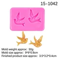 Molde de silicona rosa para pájaros de fondant y chocolate, incluye aves de muestra - 2# Estilo Golondrina (15-1042) / Rosa
