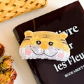 Cute tiger-shaped cellulose acetate hair claw clip with yellow and white shell texture - Tiger / 8.7cm