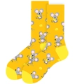 Mid-calf yellow socks with cute cartoon mouse and cheese patterns for autumn winter - Yellow Cheese Mouse