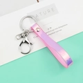 Iridescent pink and purple PVC laser keychain lanyard with silver metal lobster clasp - Holographic Deep Pink