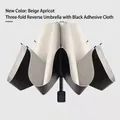 Three-fold inverted umbrella in black and beige with heat-insulating vinyl coating - 8 Bone Manual Inverted Umbrella Apricot