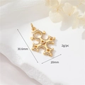Retro 14K gold plated cross pendant with clear zircons, size 30.6mm by 20mm - 14K Gold Cross H-11706