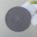Grey hand-woven cotton rope coaster in a minimalist Nordic style circular design - Dark Grey Pattern