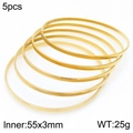 5-piece set of minimalist polished 18k gold-plated stainless steel bangles for stacking - 3mm Gold 5 Rings (68mm Inner Diameter)