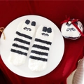Black and white striped panda coral fleece socks in a festive transparent gift ball - Kids Size (Without Ball) / Striped Raccoon