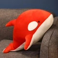Plush orca whale stuffed animal in bright orange and white fabric for home decor - Red / 60CM