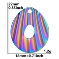 Pendentif géométrique ovale arc-en-ciel avec nervures verticales et détails de taille - Ovale Nervuré / Arc-en-ciel