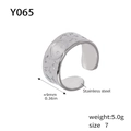 Bague en acier inoxydable argenté taille 7 avec large bande texturée irrégulière - US 7 / Texture Étoile Sourire (Y065-Argent)