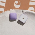 Detail view of small square purple resin charms for DIY jewelry and crafts making - Purple Square