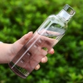 Transparent glass water bottle with time markers and white screw cap for hydration tracking - 500ml / Gradient Black