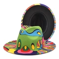 Vue détaillée du motif géométrique psychédélique et de la doublure du chapeau fedora - M (56-58cm) / Style Pop Art Géométrique 6