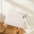 White faux crocodile skin envelope clutch bag with detachable wrist strap and zipper - Crocodile Pattern White