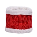 Winter knitted neck warmer in red with gold metallic yarn and white faux fur lining - Bright Red Knitted Neck Warmer