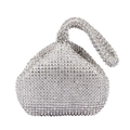 Elegante borsa da sera in strass argento con cristalli scintillanti e manico curvo - Argento