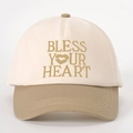 Vintage baseball cap in cream and khaki with Bless Your Heart embroidery and lip print - Off-White/Dark Khaki