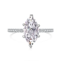Luxurious S925 sterling silver ring with marquise cut carbon diamond and pave setting - Size 6 / Marquise Cut Style (DY120574) / Silver