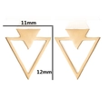Minimalist gold hollow triangle stud earrings measuring 11mm by 12mm on white background - Gold