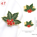 Gold Christmas holly leaf napkin ring with red berries for festive dining decor - Holly Leaf Style 47