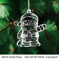 Transparent acrylic Santa Claus Christmas tree ornaments 65mm set of 6 packs - 65mm Santa Claus