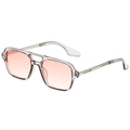 Pilot sunglasses with transparent grey frame, pink gradient lenses and double bridge design - Transparent Grey Silver Leg Gradient Pink Lens