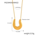 Golden titanium steel U-shaped horseshoe pendant necklace with 45+5cm chain dimensions - Titanium Steel / Gold Necklace