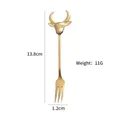 Forchetta da dessert in acciaio inox 304 dorato con testa di toro, 13,8 cm e 11 g - Oro-Forchetta
