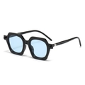 Retro chunky black polygon sunglasses with light blue lenses and ball accents - Black Frame Blue Lens