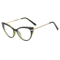Montura de gafas cat-eye con frente de carey negro y patillas de metal dorado - Leopardo Verde