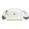 Sac bandoulière blanc en cuir grainé avec large sangle géométrique à losanges - Blanc