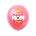 Pink Mother's Day latex balloons featuring Best MOM EVER text with gold crown and stars - Best MOM EVER Pink