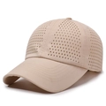 Khaki breathable quick-dry baseball cap with diamond laser-cut perforations for sun protection - Khaki