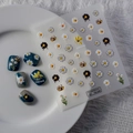 5D embossed daisy and bee nail art stickers for professional floral manicure design - Daisy & Bee Style (TS-046)