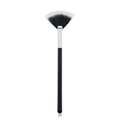 Flat fan-shaped makeup brush with black handle and white-tipped soft synthetic bristles - Black Fan Stippling Brush