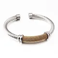 Tweekleurige 18K goud en zilveren gevlochten C-vormige open manchet armband - Tweekleurig Goud Zilver