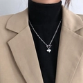 Dettaglio del pendente a cuore argento con chiusura a levetta OT su catena raffinata - Solo Collana a Cuore 029