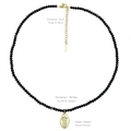 Minimalist beaded necklace with black faceted stones and gold cross pendant - N2616 (Cross Pendant) / 38+5cm / Black