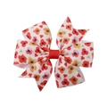 Lazo para el pelo con estampado de margaritas en cinta de falla para niñas - Pequeño Floral Pintado a Mano