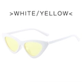 Retro cat eye sunglasses with a polished white frame and translucent yellow lenses - White Frame Yellow Lens