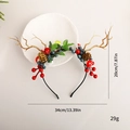Kerst gewei haarband met rode bessen, dennenappels en paddenstoelen, breedte 34 cm - Bosbessen & Paddestoel Gewei