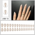Glossy light gray short almond press-on nails set with 24 pieces for natural manicure - Light Grey Style (LHSD-18)
