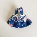 Blaues Puppenkleid mit Weltraummotiv und weißer Spitze für 17cm große Plüschpuppen - Geeignet für 17cm Anhänger / Blaues Einhorn-Trägerkleid