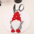 Christmas gnome cutlery holder with red heart hat and white beard on a white dinner plate - Style B Heart Hat (J-CZ46)