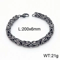 Hip-Hop-Byzanz-Armband aus Silber Edelstahl, 200x6mm Größe für Herren im Set - Byzantinisches Armband (KB148911-Z) / 20cm / Vintage Schwarz
