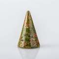 Cone-shaped ring holder made of green and pink natural unakite stone with polished finish - Unakite Ring Holder