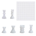 Kit de moules en silicone pour échecs avec plateau et six formes de pièces variées - Lot 6 Pièces + Grand Plateau