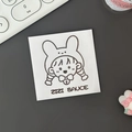 Cartoon girl sticker with bunny hood for scrapbooking and water bottles by Zizi Sauce - Metallic Silver (Girl)