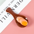 Miniature cuillère en ABS avec modèle réaliste d'œuf sur le plat et caviar pour déco - Bois Foncé-Jambon