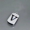 Polished titanium steel necklace featuring a hollow letter V dog tag pendant - 26 Letters Single Pendant (Remark Letter)
