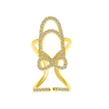 Golden fingertip ring featuring a zircon-studded bow and nail frame design - Bowknot Oval Nail Ring (9640)